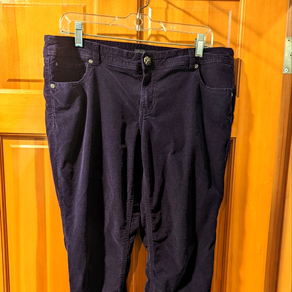 Deep purple corduroy jeans with detailed button